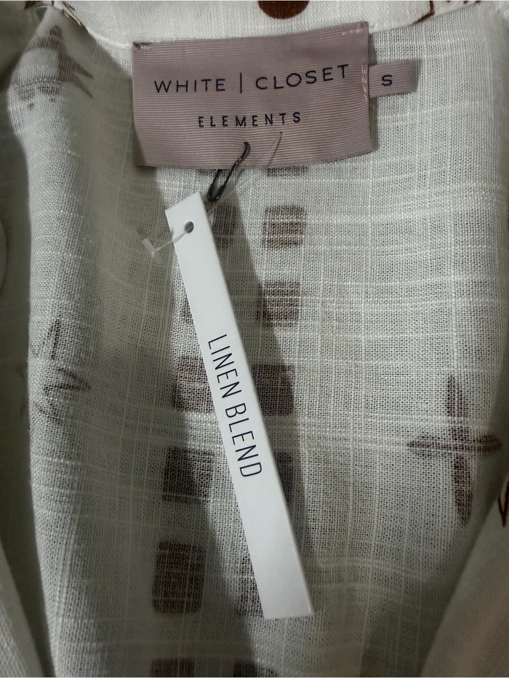 ELEMENTS/White Closet Two-Piece linen blend printed tie shirt and pants set - Picture 9 of 13